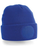 Circular patch beanie