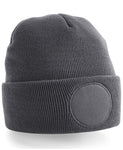 Circular patch beanie