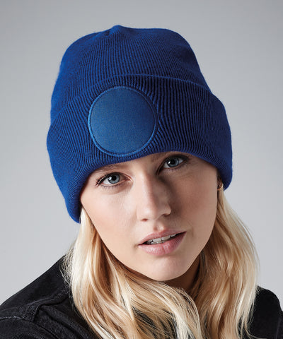 Circular patch beanie